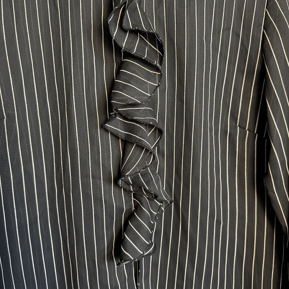 Fred David Women's Vintage Pinstripe Sheer Satin Button Up Blouse Black Medium - Picture 3 of 14